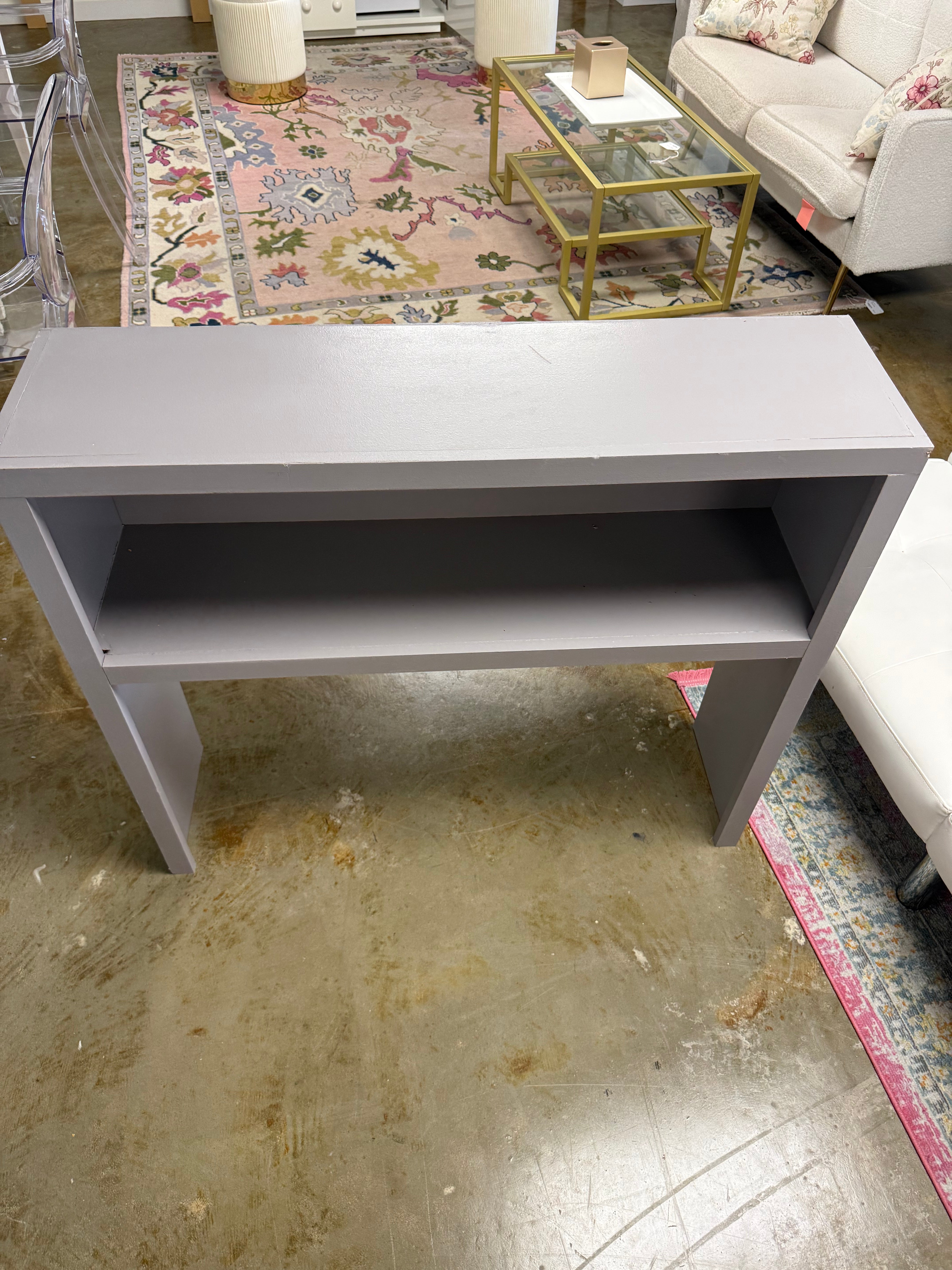 Short Gray Desk Hutch